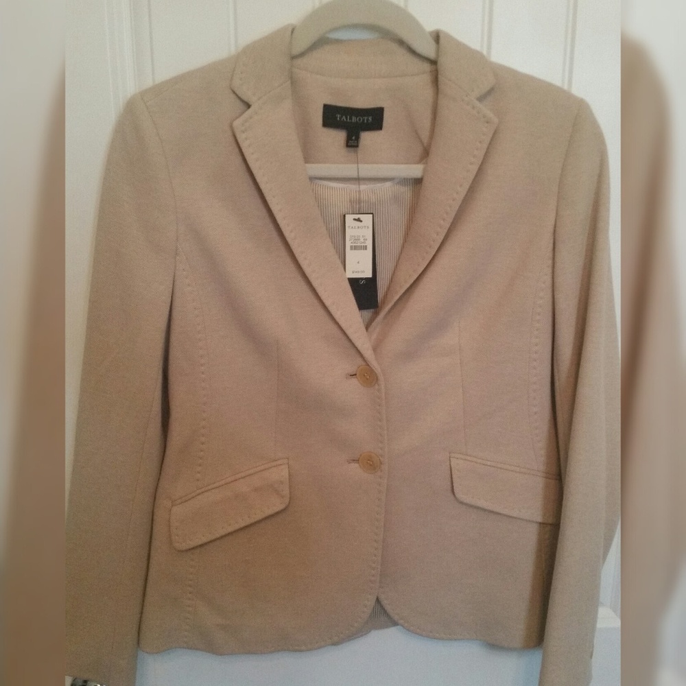 TALBOTS Beige 2-Button, Lined Blazer - Size 4